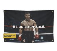 Mike Tyson Be Unstoppable. Drapeau, motivation, fitness, inspiration, entraînement, Zuhause, Fitnessstudio, Wanddekoration, College, Wohnheim, Mannhöhle, 90 x 150 cm, coole Wanddekoration, Männer