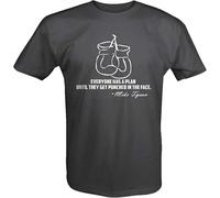 Mike Tyson Boxing Gloves Quote Punched in The Face T-Shirt Men's Black Tee Manches Courtes(Large)