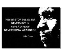 Mike Tyson Portrait A3 sans cadre avec citation en noir et blanc Boxer Sport Photo de motivation