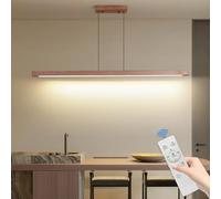 Mikeru 120cm éclairage de L'îlot De Cuisine Moderne, Suspension LED en Bois Plafonniers Table de Billard Dimmables de 10% à 100% 3000k/4500k/6500k Luminaire Linéaire En Noyer pour Le Salon