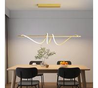 Mikeru 120cm Lampe Pendante Moderne Dorée Pour Salle à Manger, Lampe Pendante Dimmable Avec Télécommande 3000/4500/6000k Lampe Pendante En Spirale pour la salle à manger et le salon