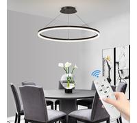 Mikeru 40cm Lampe Pendante Ronde, Eclairage Dimmable Pour îlot De Petit Déjeuner 10% à 100% Lampe Pendante Moderne Luminaire Cuisine LED Pour Cuisine 3000k/4500k/6000k Pour La Maison, Le Bureau