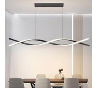 Mikeru Lampe De Table De Salle À Manger Suspendue 100cm, Lampe De Table De Salle À Manger Noire Avec Télécommande, Luminosité Réglable De 1% À 100% Et 3 Couleurs De Lumière Chandelier De Cuisine