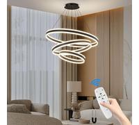 Mikeru Lampe Pendante Ronde à 3 Anneaux, 20+40+60cm Lampe Suspendue Pour îlot de Cuisine Luminaire Suspendu Réglable En Hauteur de 1,5 Mètre 10%-100% Dimmable 3000k/4000k/6000k Pour Table à Manger