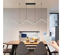 Mikeru Plafonnier LED moderne ondulé, 120 cm, Noir, Intensité variable de 10% à 100% avec télécommande, avec fonction mémoire, Convient pour restaurants, îlots de cuisine, bars
