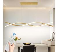 Mikeru Plafonnier LED pour salle à manger, 36W 100cm, Luminaires modernes pour îlot de cuisine, Suspension linéaire à intensité variable avec télécommande, Hauteur réglable de 150cm, Réglage de la