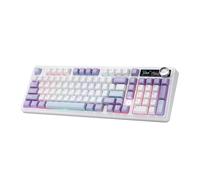 MIKIBY AJAZZ AK980 Clavier mécanique avec écran intelligent et bouton, 98 % sans fil, trimode BT/2,4 G/USB-C, touches PBT remplaçables à chaud, avec lumière RVB pour Win et Mac (violet, interrupteur