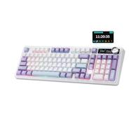 MIKIBY AJAZZ AK980 Clavier mécanique avec écran intelligent et bouton, 98 % sans fil, trimode BT/2,4 G/USB-C, touches PBT remplaçables à chaud, avec lumière RVB pour Win et Mac (violet, interrupteur
