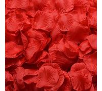 Mikihat 1200Pcs Pétales de Rouges Artificiels, Fleurs artificielles en Soie, Petale de Rose pour Mariage, Saint Valentin, Centre de Table, fête d'anniversaire, Ambiance Romantique (Rouge)