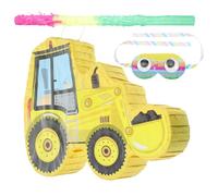 Mikikit 1 ensemble Pinata Excavatrice Jaune Pinata Batte Masque Décoration et Jeu Anniversaire Thème Chantier