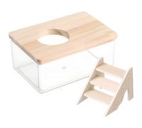 Mikikit 1 Ensemble Salle de Bain des Hamsters du Hamster de Hamster Jouets d'exercice de Hamster literie pour Hamsters Pas de Hamster Bois Transparent
