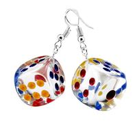 Mikikit 1 paire Boucles Oreilles Dés Transparentes pour Femmes Boucles Pendantes Originales et Amusantes pour Look Distinctif