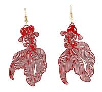 Mikikit 1 paire Boucles Oreilles Forme de Poisson Rouge pour Femmes Pendantes et Exagérées Parfaites pour Toutes Occasions Élégantes et Uniques