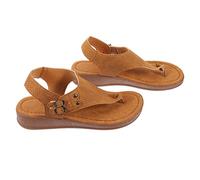Mikikit 1 Paire Sandales pour Femmes Été Sandales à Talon Compensé PU et Tongs Respirantes et Légères pour Plage Voyage et Shopping