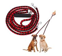 Mikikit 1 pièce Laisse pour Chien Corde Tressée Double Tête Rouge et Noir pour Entraînement Sorties Extérieur Matériau Durable Prise Confortable avec Rapide