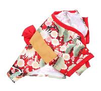 Mikikit 1 Pièce vêtements pour Animaux de Compagnie Kimono Chien Japon Chien pour Petits Chiens déguisement pour Animaux de Compagnie vêtements pour Chiens Chiffon Rouge