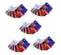 Mikikit 10 Ensembles Corde de drapeau de la Coupe du monde Fanion drapeau du monde drapeaux bannières fierté banderole de fête de football bruant des pays Tissu polyester