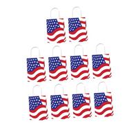 Mikikit 10 Paquet en Papier Rouges Bleus et Blancs aux Couleurs du Drapeau Américain pour Fête du 4 Juillet Présent Patriotique Réutilisables Poignées Confortables pour Paquet