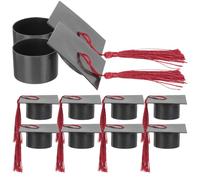 Mikikit 10 Pièces Boîte à Bonbons Décorative de Chapeau de Diplômé Noir en Pp, Boîte Pratique pour Fête de Remise de Diplôme et Décoration de Fête