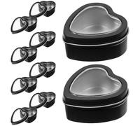 Mikikit 10 Pièces Boîte en Fer de Cœur Noire Fenêtre pour 10 Bonbons de Mariage 60x59x27 Mm Coffret Cadeau Saint-valentin, Emballage Romantique pour Fête et Cotillons