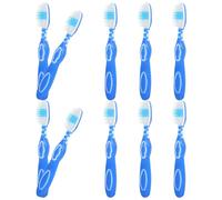 Mikikit 10 Pièces Brosse à Dents Compacte Bleue en Plastique et Nylon Manche Court et Poignée Souple, Facile à Transporter et Ranger, pour Installations Spéciales et Œuvres Caritatives