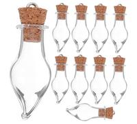 Mikikit 10 pièces Lot de Mini Bouteilles Verre Transparent avec Bouchon Liège Petits Contenants pour Rangement Fioles DIY pour Messages et Souvenirs