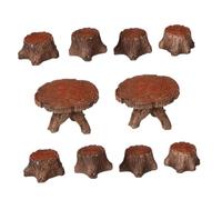 Mikikit 10 Pièces Micro Resin Fairy Garden Furniture Set Lightweight Miniature Table and Chairs for Dollhouse and Micro Landscape Decor Nature Inspired Tiny Furniture Kit