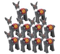 Mikikit 10 pièces Miniature Donkey Figurines Cute Resin Donkey Ornaments for Home and Garden Decoration