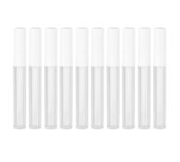 Mikikit 10 Pièces Tube de Gloss à Lèvres Tube à Lèvres Vide Rond 2,5ml Corps Translucide Abs et As Blanc et Cosmétiques Voyage et Déplacement