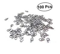 Mikikit 100 pièces Fermoirs Mousquetons Courbés Zinc pour Création de Bijoux Attaches DIY pour Bracelets et Colliers Blanc