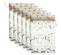 Mikikit 100 pièces Sacs Mesh à Cordon pour Bijoux Pochettes Transparentes Etoile Lune pour Cadeaux Fête Mariage