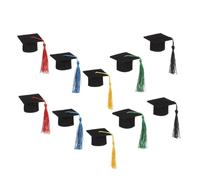Mikikit 10pcs Mini Toque de Diplômé en Feutre, Bouchons de Bouteille de Chapeau de Graduation, Présent de Diplôme pour Décoration de Fête et Bouteilles de Vin