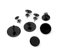 Mikikit 10pièces Bases Boucles Oreilles Rondes Noir Acier Inoxydable pour Création Bijoux DIY Accessoires Fabrication Boucles Oreilles Kit Bijoux Essentiel