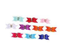 Mikikit 10Pièces Nœuds de Cheveux pour Petits Chiens Halloween Colorées avec Élastiques Accessoires de Fête pour Animaux de Compagnie Parfaits pour Chiots Petits Chiens