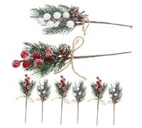 Mikikit 12 pièces Décoration de Noël Vives Branches de Pin et Cônes pour Arbre Accessoires de Fête Festifs pour Maison et Magasin