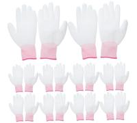Mikikit 12 pièces Gants Nylon PU Antistatiques pour Mécanique Électrique et Informatique Protection Main Polyvalente pour Travail Jardinage et Manutention