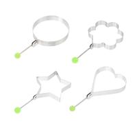 Mikikit 12 pièces Moule Œufs Au Plat Acier Inoxydable Chaleur Antiadhésif Formes Rondes Cœur Étoile et Fleur pour Cuisson Facile
