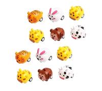 Mikikit 12 pièces Voitures à Friction Miniatures Abs Jouets Colorés pour Garçon Fille Développement Coordination Main Œil Formes sans Pile