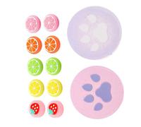 Mikikit 14 pièces Capuchons Silicone Lumineux pour Joystick Switch Lot Motif Fruits et Griffes de Chat Grip Antidérapant Remplacement Pouce Accessoires Manette Gaming