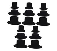 Mikikit 15 pièces Lot de Mini Chapeaux Noirs Feutre Doux pour Poupées Accessoires Décoratifs pour DIY et Fêtes Design Mignon et Confortable Ornement Haut Forme pour Projets Créatifs