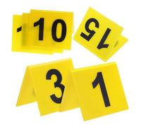 Mikikit 15 pièces Marqueurs de Table Plastique Numéros de Table Jaune et Noir Triangulaires Stables pour Restaurant et Décoration de Crime