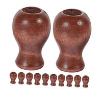 Mikikit 18 Pcs Perles en Bois à Cordon Embouts de Stores enrouleurs Stores en Bois coulissants d'angle Mort Pompons en Corde de Bois Stores sans Fil Cordon condenseur pour Stores Brun