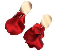 Mikikit 1Paire Boucles Oreilles Pendantes avec Pétale Rouge Bijoux Élégants pour Femmes Accessoires pour Toutes Occasions