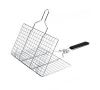 Mikikit 1Pièce Panier de Grillades Acier Inoxydable Accessoire Barbecue Portable avec Poignée pour Poissons et Viandes Pratique pour Barbecues Extérieur Camping