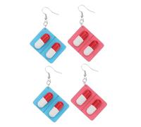 Mikikit 2 paires Boucles Doreilles Pendantes Bois Design Capsule Médicale Légères et Durables Vert et Rose Accessoires Originaux pour Cosplay et Fête