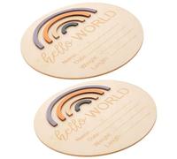 Mikikit 2 Pcs Panneau Rond pour Annoncer la Naissance Carte de Naissance en Bois pour Décorations Murales et Photos de Bébé Couleur Aléatoire
