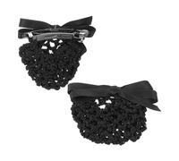 Mikikit 2 Pièces Accessoire Cheveux Professionnel en Polyester Noir avec Nœud Petit, Confortable et Pratique pour Infirmières et Personnel Bancaire en Milieu Hospitalier