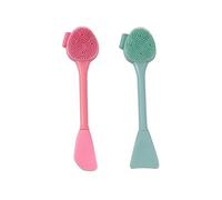 Mikikit 2 pièces Brosse Visage Silicone Double Embout Nettoyage Facial Profond et Massage Doux Multi Usage pour Application Masque et Démaquillage Portable Danger pour Peau
