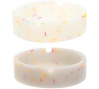 Mikikit 2 pièces Cendrier Rond Silicone Lumineux Grand Contenant Anti-débordement Résistant et Phosphorescent pour Intérieur et Extérieur Lot de Couleurs Candy Blanc Gris