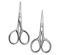 Mikikit 2 pièces Ciseaux Sourcils et Barbe Acier Inoxydable Tondeuse Précise Pour Hommes Coupe Poil Multifonction Ergonomique Pour Soin Visage